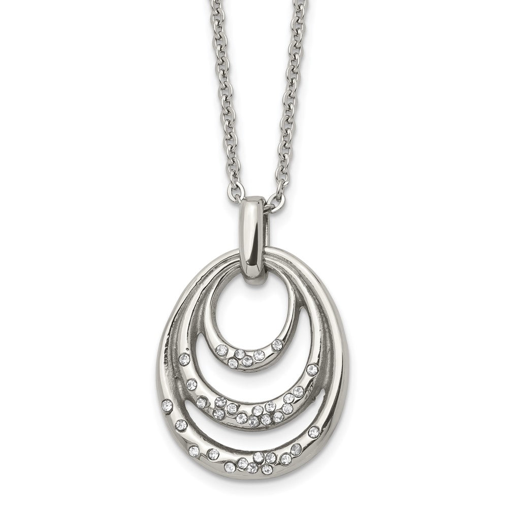 Stainless Steel Polished w/CZ Multi Circle 20in Necklace, 20 mm
