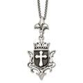 Chisel Stainless Steel Antiqued and Enameled Cross Pendant on a 22 inch Spiga Chain Necklace, 22 x 36.62 mm