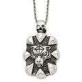 Chisel Stainless Steel Antiqued and Polished Tiger and Skull Pendant on a 20 inch Rope Chain Necklace, 20 x 18.45 mm