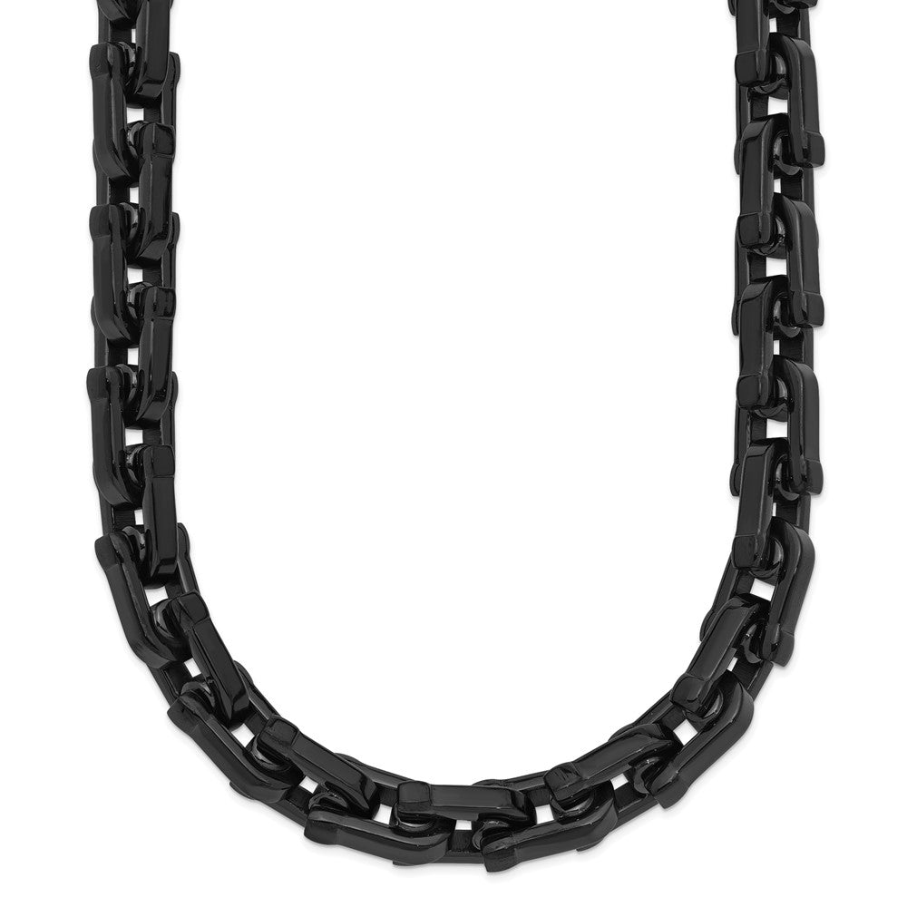 Chisel Stainless Steel Polished Black IP-plated 20 inch Link Necklace, 20 x 8 mm