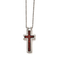 Stainless Steel Polished Red/Black Enameled 19.75 inch Cross Necklace, 19.75 mm