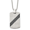 Chisel Stainless Steel Polished with 1/2 carat Black Diamond Dog Tag on a 24 inch Ball Chain Necklace, 0.5 ct, 24 x 24.75 mm