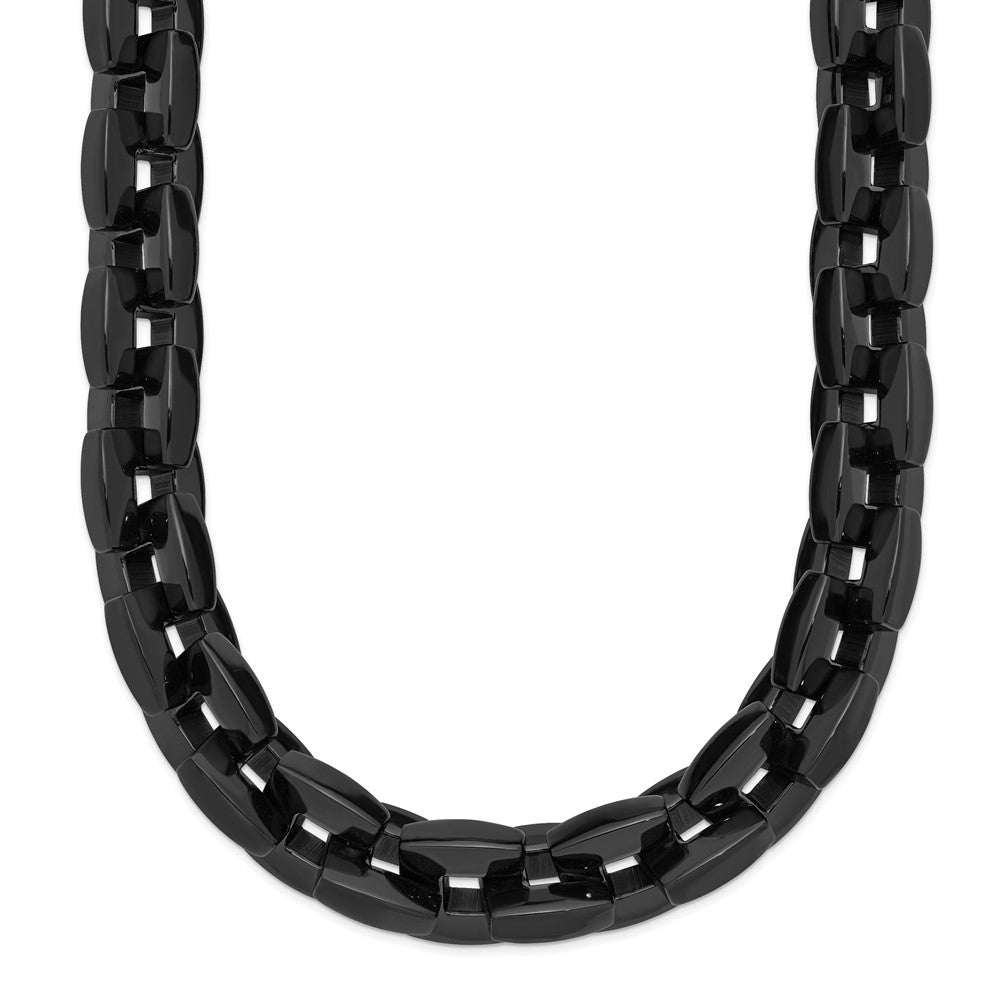 Chisel Stainless Steel Polished Black IP-plated 20.5 inch Link Necklace, 20.5 x 10 mm