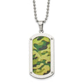 Chisel Stainless Steel Polished Camouflage Enameled Dog Tag on a 24 inch Ball Chain Necklace, 24 x 23.8 mm