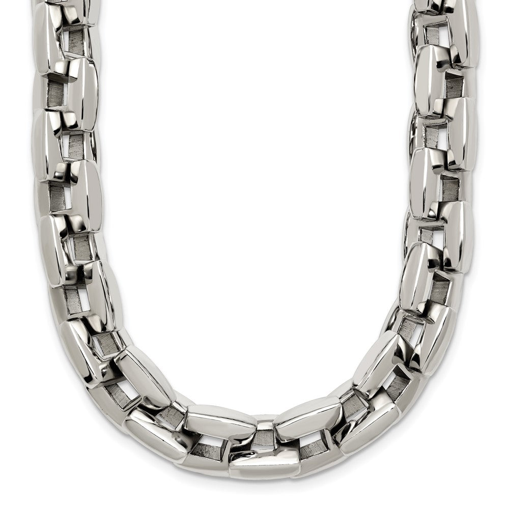 Chisel Stainless Steel Polished 20 inch Square Link Necklace, 20 x 8 mm