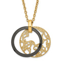 Stainless Steel Ceramic Polished/Laser Cut Yellow IP-plated Necklace, 20 mm