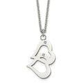 Stainless Steel Polished w/CZ Hearts 16.5in w/2in ext Necklace, 16.5 mm