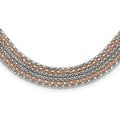 Stainless Steel Polished Rose IP-plated 6 Strand Necklace, 18.25 x 12 mm