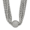 Stainless Steel Polished 6 Strand Laser Cut Bead Necklace, 17 x 12 mm