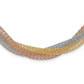 Stainless Steel Yellow & Rose IP-plated Twisted Mesh Necklace, 18 x 10.5 mm