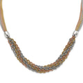 Stainless Steel Yellow & Rose IP-plated Braided Mesh Necklace, 21 x 13 mm