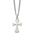 Chisel Stainless Steel Brushed Cross Pendant on a 22 inch Curb Chain Necklace, 22 x 17 mm