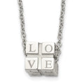 Chisel Stainless Steel Polished LOVE Blocks on a 18.5 inch Cable Chain Necklace, 18.5 x 11.5 mm