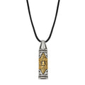 Chisel Stainless Steel Antiqued and Polished with Yellow IP-plated  Accent Star of David Pendant on a 20 inch Leather Cord Necklace, 20 x 9.5 mm