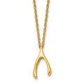 Chisel Stainless Steel Polished Yellow IP-plated Wishbone on a 16 inch Multi-Link Chain Necklace, 16 x 10 mm
