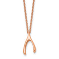 Stainless Steel Polished Rose IP-plated Wishbone 16in Necklace, 16 mm