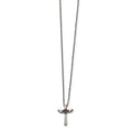 Stainless Steel Polished w/ Red Crystal Cross Necklace, 18 mm