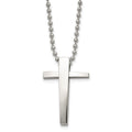 Chisel Stainless Steel Polished Cross Pendant on a 22 inch Ball Chain Necklace, 22 x 26 mm