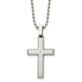 Chisel Stainless Steel Brushed and Polished .01 carat Diamond Cross Pendant on a 22 inch Ball Chain Necklace, 0.01 ct, 22 x 25 mm