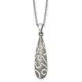 Chisel Stainless Steel Polished with Crystal Teardrop Pendant on an 18 inch Box Chain Necklace, 18 x 12 mm