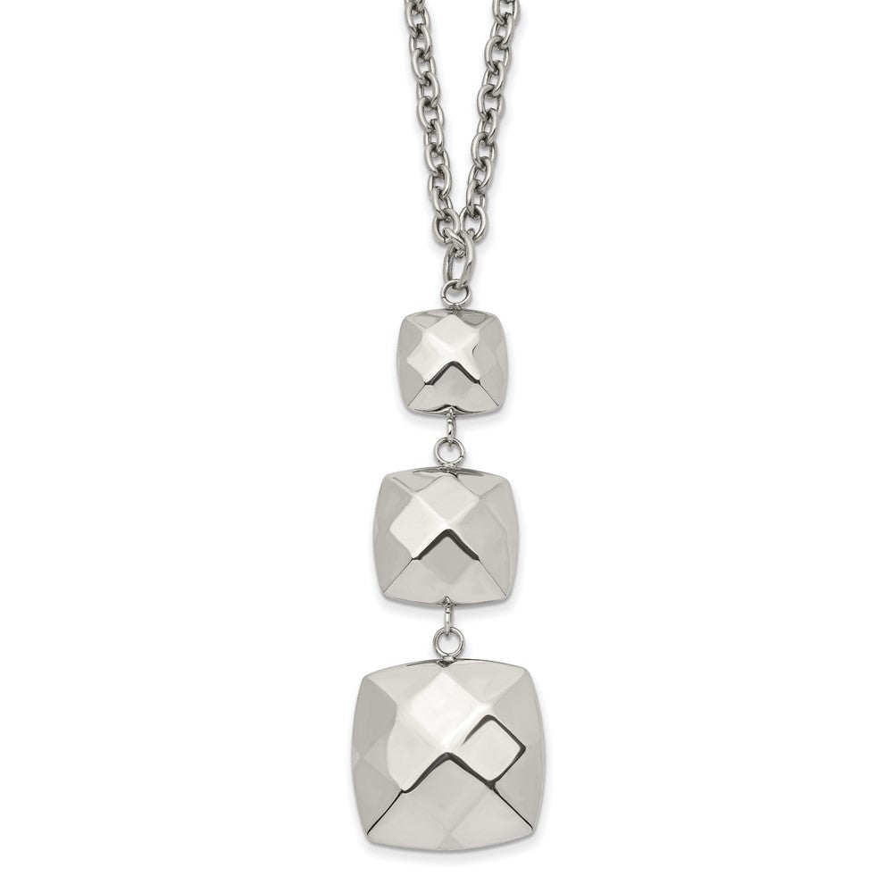 Stainless Steel Polished Hollow Squares Dangle 19.75in Necklace, 19.75 mm