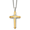 Chisel Stainless Steel Polished Yellow IP-plated Cross Pendant on a 24 inch Curb Chain Necklace, 24 x 27.52 mm