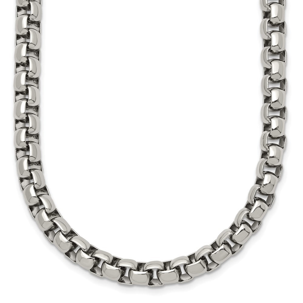 Chisel Stainless Steel Polished 24 inch Rounded Box Chain, 24 x 6 mm