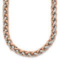 Chisel Stainless Steel Polished Rose IP-plated 24 inch Necklace, 24 x 7 mm