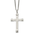 Chisel Stainless Steel Brushed and Polished Crucifix Pendant on a 22 inch Curb Chain Necklace, 22 x 35.64 mm