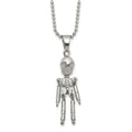 Chisel Stainless Steel Polished Moveable Skeleton Pendant on a 22 inch Ball Chain Necklace, 22 x 14 mm