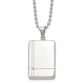 Chisel Stainless Steel Polished with CZ Dog Tag on a 22 inch Ball Chain Necklace, 22 x 21.9 mm