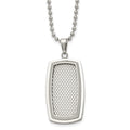 Stainless Steel 22in Polished and Textured Rectangle Necklace, 22 mm
