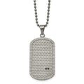 Stainless Steel 22in Brushed & Polished Antiqued Black CZ DogTag Necklace, 22 mm