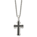 Chisel Stainless Steel Polished Black IP-plated Cross Pendant on a 22 inch Cable Chain Necklace, 22 x 17.12 mm