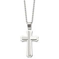 Chisel Stainless Steel Brushed and Polished Swirl Design Cross Pendant on a 24 inch Ball Chain Necklace, 24 x 31.57 mm