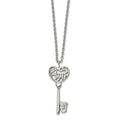 Chisel Stainless Steel Polished Clear Crystal Mom Heart Key Pendant on a 20 inch Cable Chain Necklace, 20 x 16.6 mm