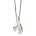 Stainless Steel Polished w/Pink Awareness CZ 20in Necklace, 20 mm
