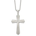 Chisel Stainless Steel Brushed and Polished with CZ Cross Pendant on a 24 inch Ball Chain Necklace, 24 x 39.18 mm