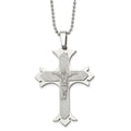 Chisel Stainless Steel Polished Laser Cut Crucifix Pendant on a 22 inch Ball Chain Necklace, 22 x 48.54 mm