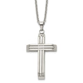 Chisel Stainless Steel Brushed and Polished Cross on a 22 inch Cable Chain Necklace, 22 x 33.86 mm