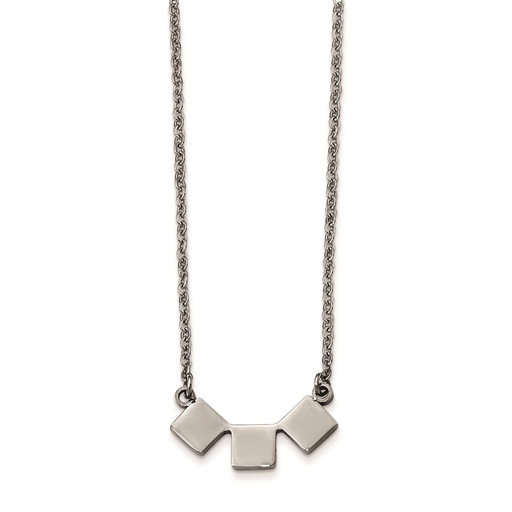 Stainless Steel Polished Three Squares Necklace, 18 mm