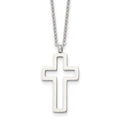 Chisel Stainless Steel Polished Cut-out Cross Pendant on a 17.5 inch Cable Chain Necklace, 17.5 x 16 mm
