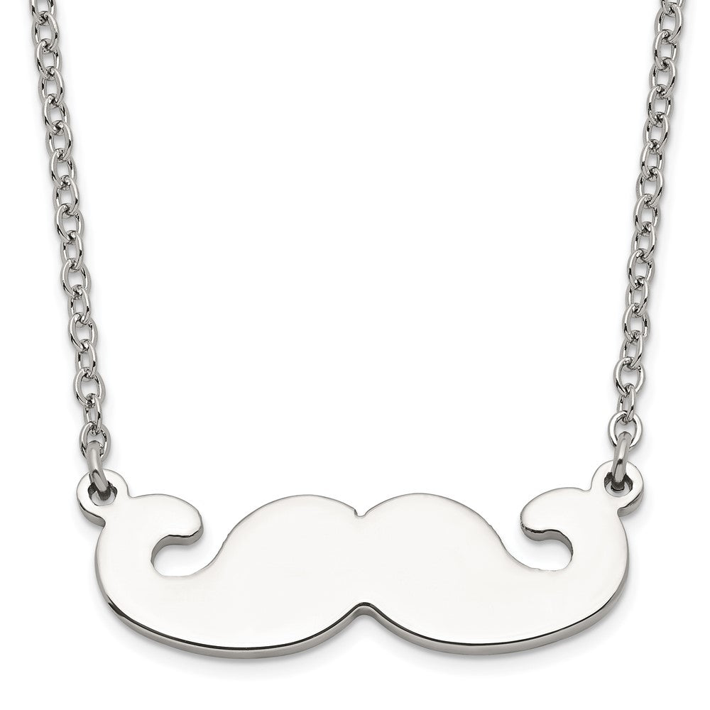Stainless Steel Polished Mustache Necklace, 18 mm