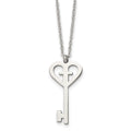 Stainless Steel Polished Key with Cross 16in Necklace, 16 mm
