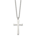Chisel Stainless Steel Polished Cross Pendant on an 18 inch Cable Chain Necklace, 18 x 15 mm