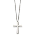Chisel Stainless Steel Polished Small Cross Pendant on an 18 inch Cable Chain Necklace, 18 x 15 mm