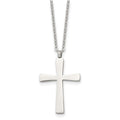 Chisel Stainless Steel Polished Large Cross Pendant on an 18 inch Cable Chain Necklace, 18 x 20 mm