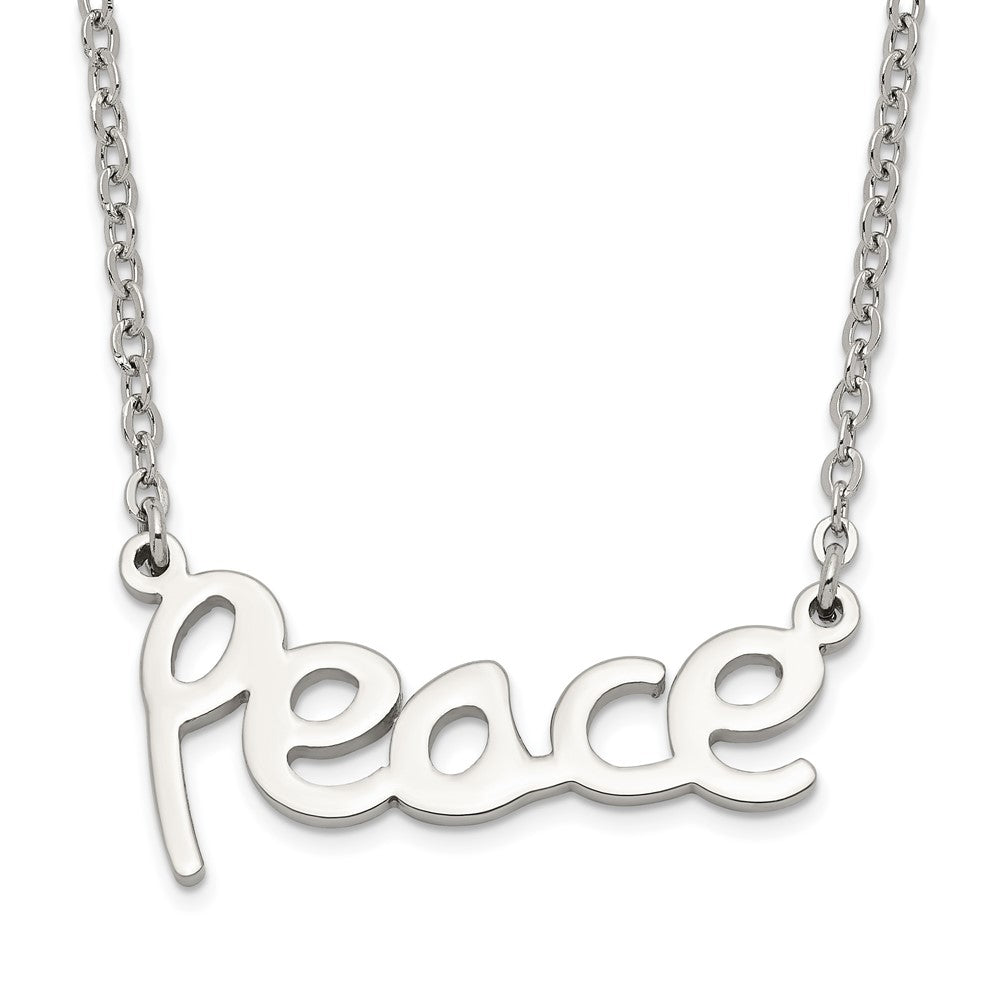 Stainless Steel Polished PEACE Necklace, 18 mm
