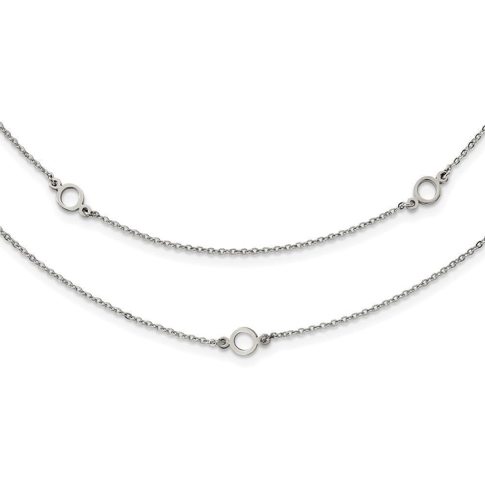 Stainless Steel Polished Two Strand 15.75in w/2in ext Necklace, 15.75 mm