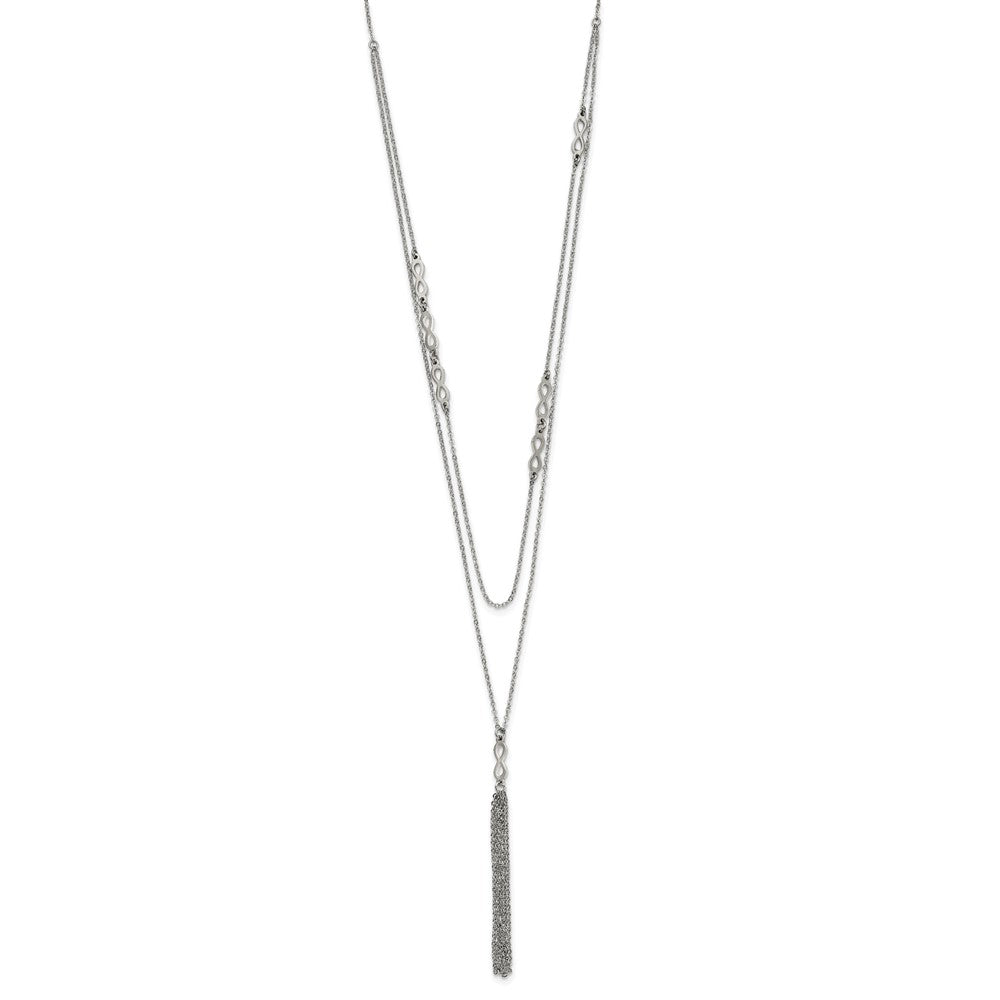 Chisel Stainless Steel Polished Infinity Multi Strand 28 inch with a 2 inch Extension Necklace, 28 mm